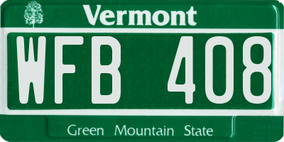 VT license plate WFB408