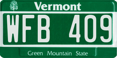 VT license plate WFB409