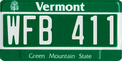 VT license plate WFB411