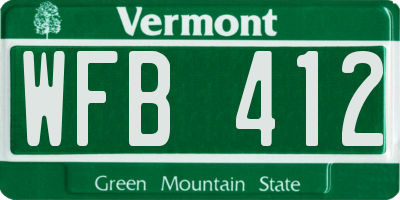 VT license plate WFB412