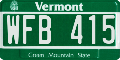 VT license plate WFB415