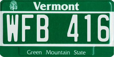 VT license plate WFB416