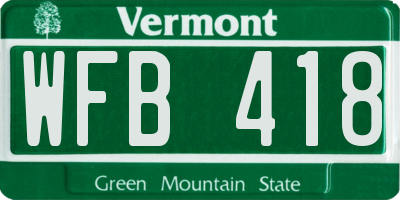 VT license plate WFB418