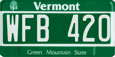 VT license plate WFB420