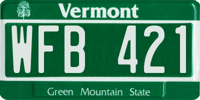 VT license plate WFB421