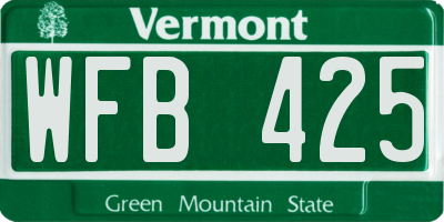 VT license plate WFB425