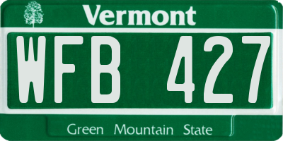 VT license plate WFB427