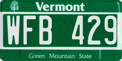 VT license plate WFB429