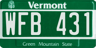 VT license plate WFB431