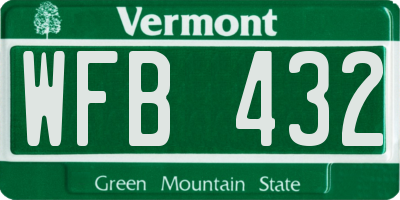 VT license plate WFB432