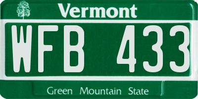 VT license plate WFB433