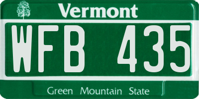 VT license plate WFB435
