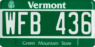 VT license plate WFB436