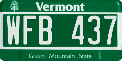 VT license plate WFB437
