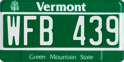 VT license plate WFB439