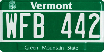 VT license plate WFB442