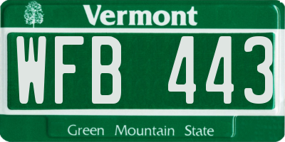 VT license plate WFB443