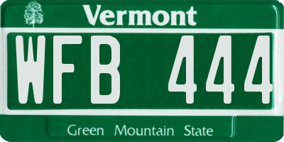 VT license plate WFB444