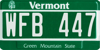 VT license plate WFB447