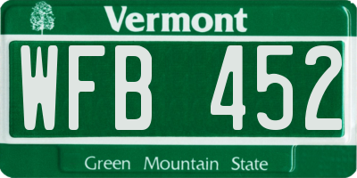 VT license plate WFB452