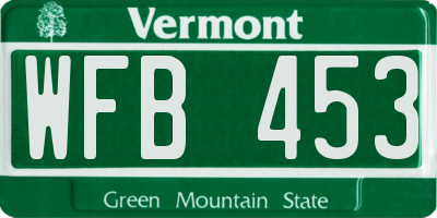 VT license plate WFB453
