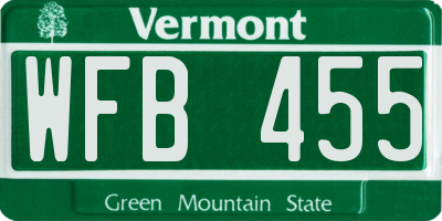 VT license plate WFB455
