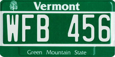 VT license plate WFB456