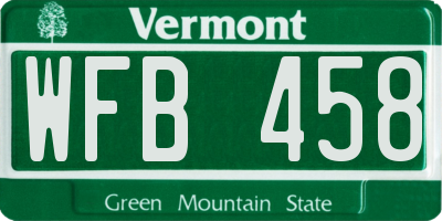 VT license plate WFB458