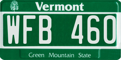 VT license plate WFB460