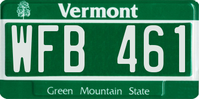 VT license plate WFB461