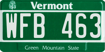 VT license plate WFB463