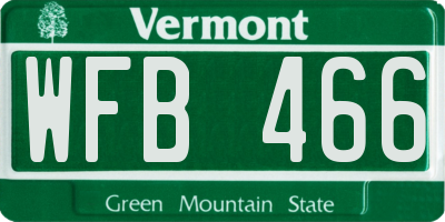 VT license plate WFB466