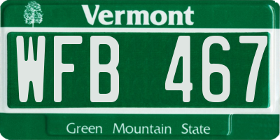 VT license plate WFB467