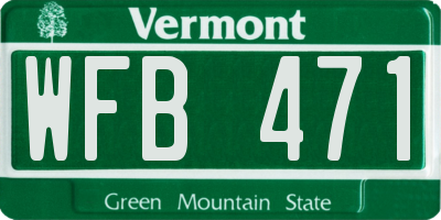 VT license plate WFB471