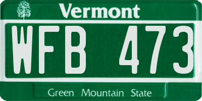 VT license plate WFB473
