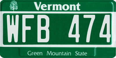 VT license plate WFB474