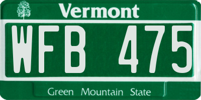 VT license plate WFB475