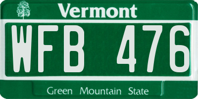VT license plate WFB476