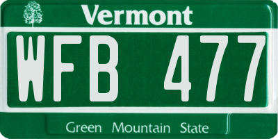 VT license plate WFB477