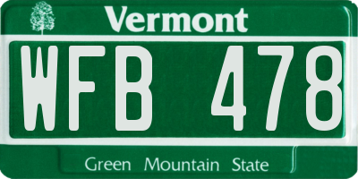 VT license plate WFB478