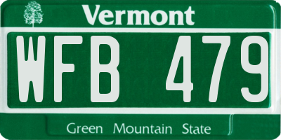 VT license plate WFB479