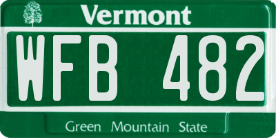VT license plate WFB482