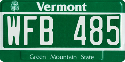 VT license plate WFB485
