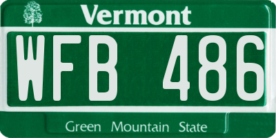 VT license plate WFB486