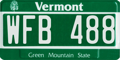 VT license plate WFB488
