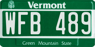 VT license plate WFB489
