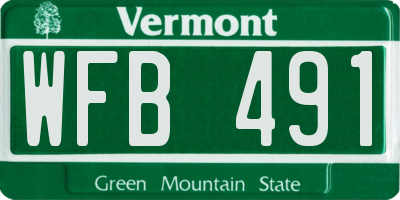 VT license plate WFB491