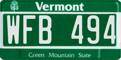VT license plate WFB494