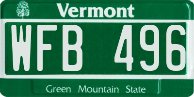VT license plate WFB496