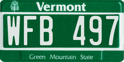 VT license plate WFB497
